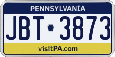 PA license plate JBT3873
