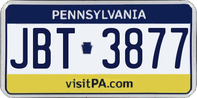 PA license plate JBT3877