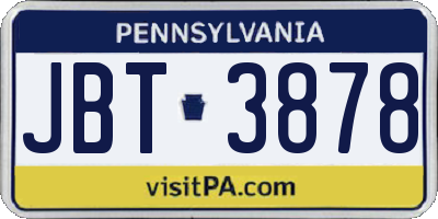 PA license plate JBT3878