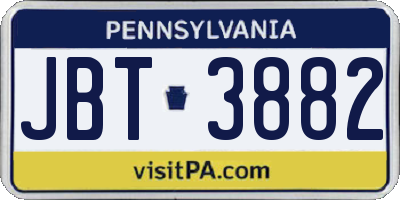 PA license plate JBT3882