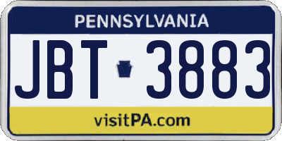 PA license plate JBT3883