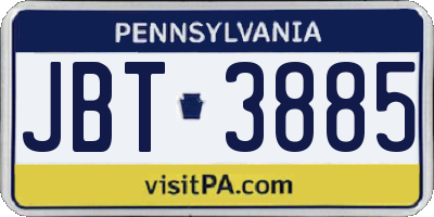 PA license plate JBT3885