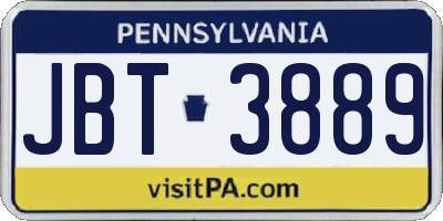 PA license plate JBT3889