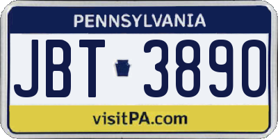 PA license plate JBT3890