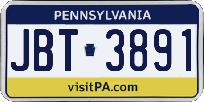 PA license plate JBT3891