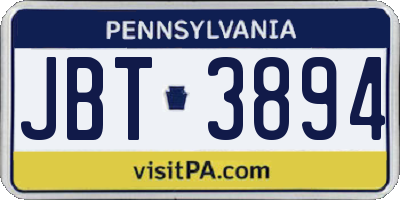 PA license plate JBT3894