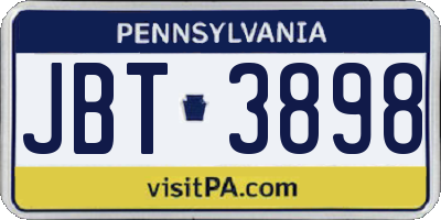 PA license plate JBT3898