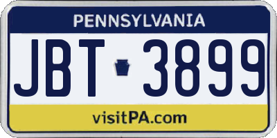 PA license plate JBT3899