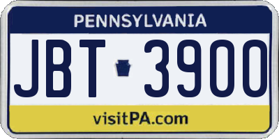 PA license plate JBT3900