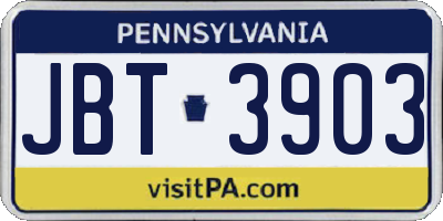 PA license plate JBT3903