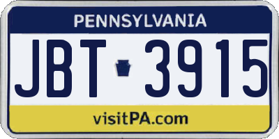 PA license plate JBT3915
