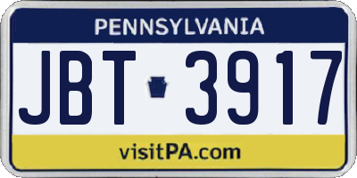 PA license plate JBT3917