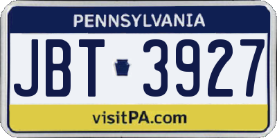 PA license plate JBT3927