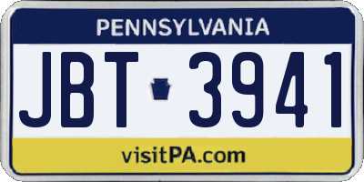 PA license plate JBT3941