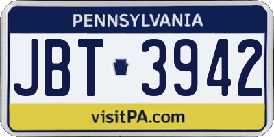 PA license plate JBT3942
