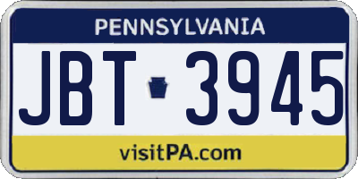 PA license plate JBT3945