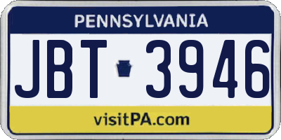 PA license plate JBT3946