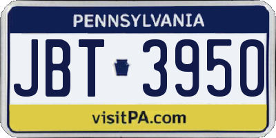 PA license plate JBT3950