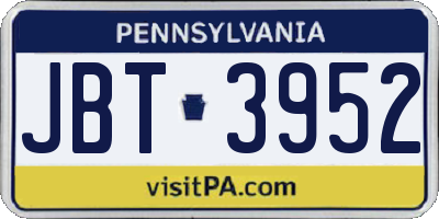 PA license plate JBT3952