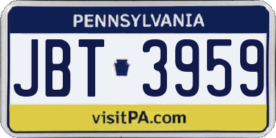 PA license plate JBT3959