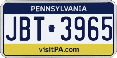 PA license plate JBT3965