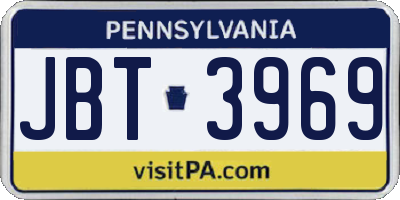 PA license plate JBT3969