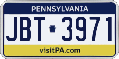 PA license plate JBT3971