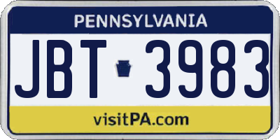 PA license plate JBT3983