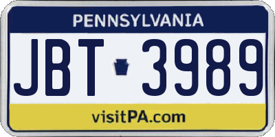 PA license plate JBT3989