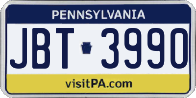 PA license plate JBT3990