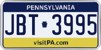 PA license plate JBT3995