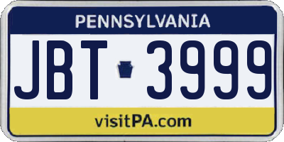 PA license plate JBT3999
