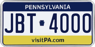 PA license plate JBT4000