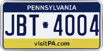 PA license plate JBT4004