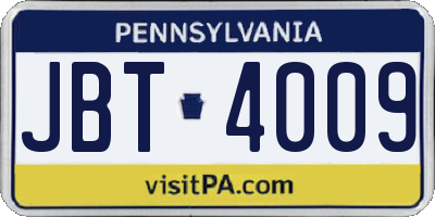 PA license plate JBT4009