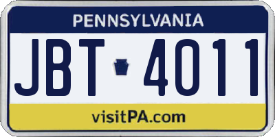 PA license plate JBT4011