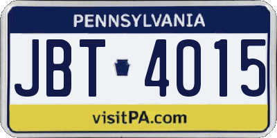 PA license plate JBT4015