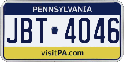 PA license plate JBT4046
