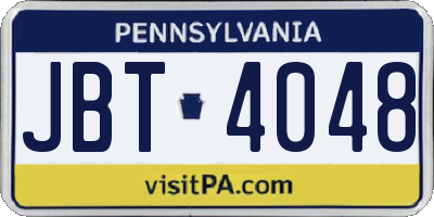 PA license plate JBT4048