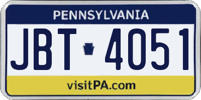 PA license plate JBT4051