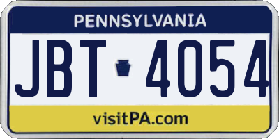 PA license plate JBT4054