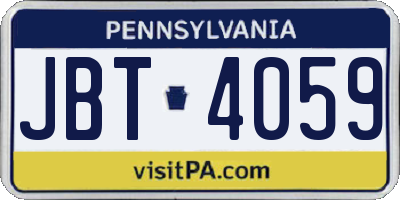 PA license plate JBT4059