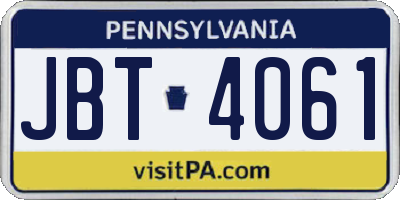 PA license plate JBT4061