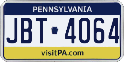 PA license plate JBT4064