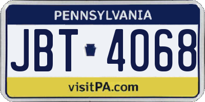 PA license plate JBT4068