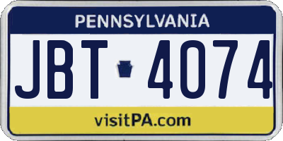 PA license plate JBT4074