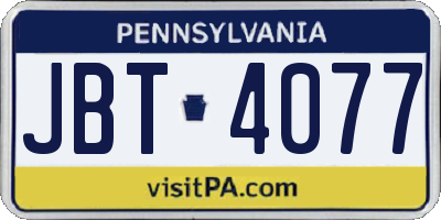 PA license plate JBT4077