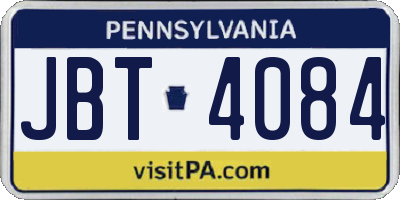 PA license plate JBT4084