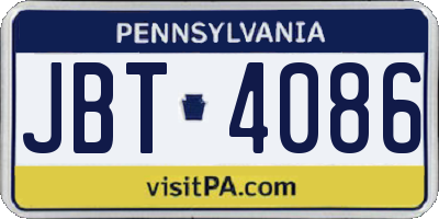 PA license plate JBT4086