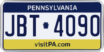 PA license plate JBT4090